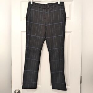 Theory Women's Striped plaid tapered Leg Dress Pants Black Size 0 old money soft